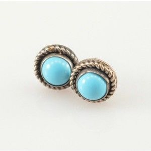 Round Turquoise cabochons in Sterling silver stud earrings